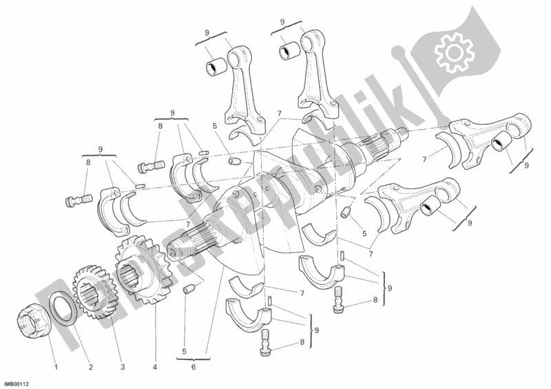 Tutte le parti per il Albero A Gomiti del Ducati Desmosedici RR 1000 2008